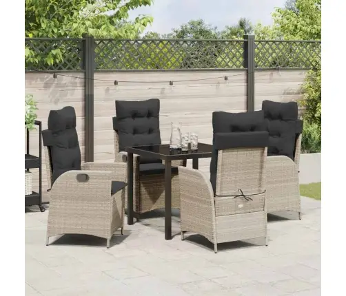 Sodo Valgomojo Komplektas 5 Pcs Šviesiai Pilka Poliratanas