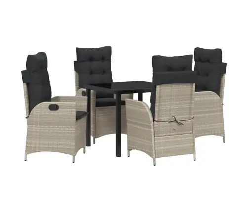 Sodo Valgomojo Komplektas 5 Pcs Šviesiai Pilka Poliratanas