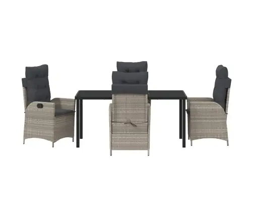 5 Gab. Dārza Ēdamgalds Ar Spilveniem Gaiši Pelēkā, Poliestera Ratan Vidaxl