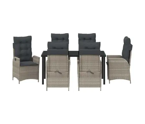 7 Daļu Dārza Ēdamgaldu Komplekts Ar Spilveniem, Gaiši Pelēkā Poli Rattanā. Vidaxl