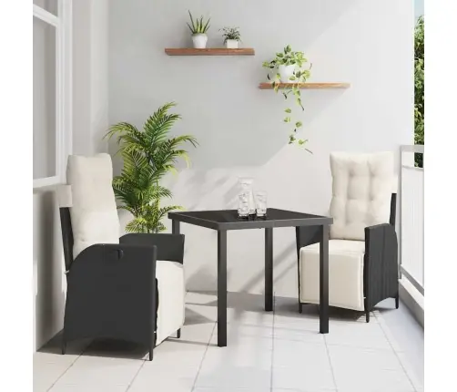 3 Daļu Dārza Ēdamgalda Komplekts Melnā Polirašanās Vidaxl