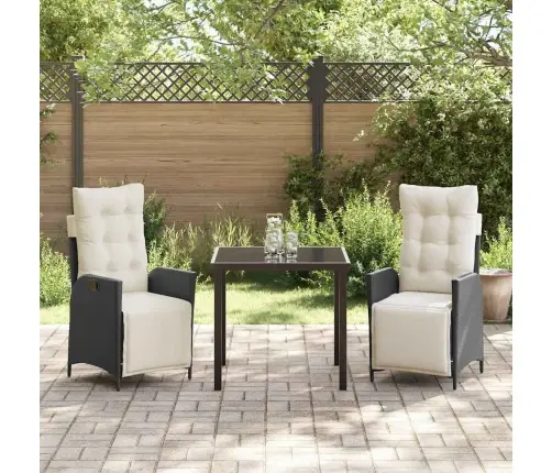 3 Daļu Dārza Ēdamgalda Komplekts Melnā Polirašanās Vidaxl