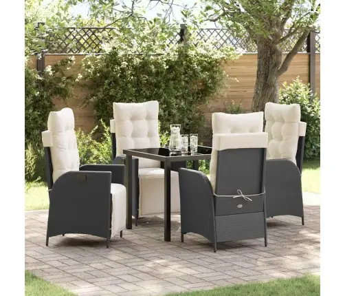 5 Daļu Dārza Galda Komplekts Melnā Polyratānā Vidaxl