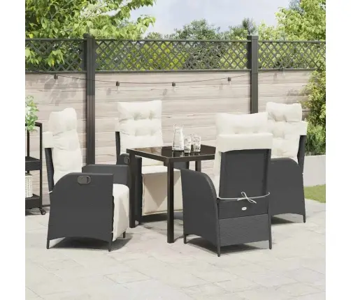 5 Daļu Dārza Galda Komplekts Melnā Polyratānā Vidaxl