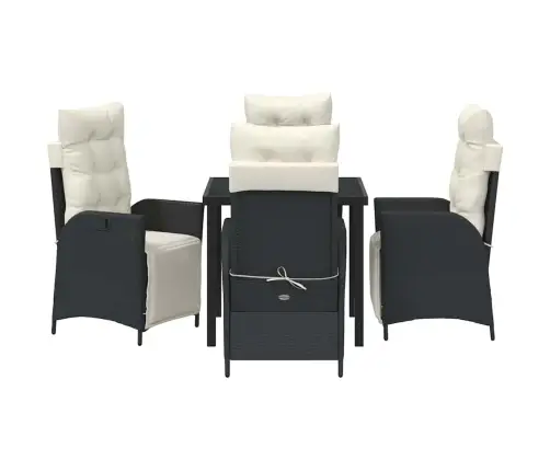 5 Daļu Dārza Galda Komplekts Melnā Polyratānā Vidaxl