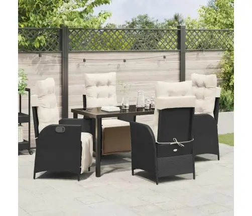 Aia Söögilaudade Komplekt Padjaga 5 Pcs Must Polürotang