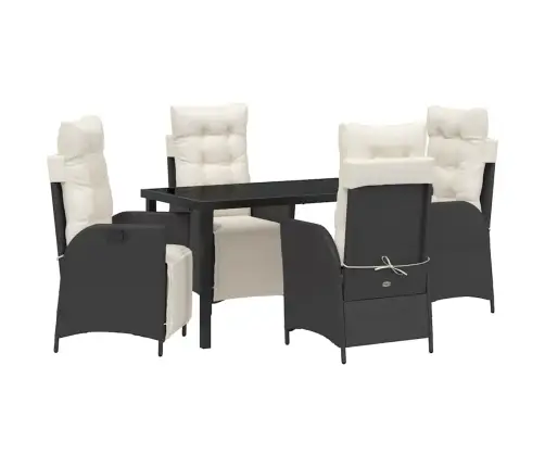 Aia Söögilaudade Komplekt Padjaga 5 Pcs Must Polürotang