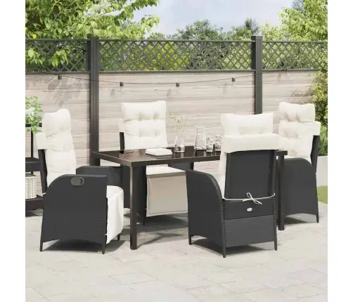 Aia Söögilaudade Komplekt Padjaga 5 Pcs Must Polürotang