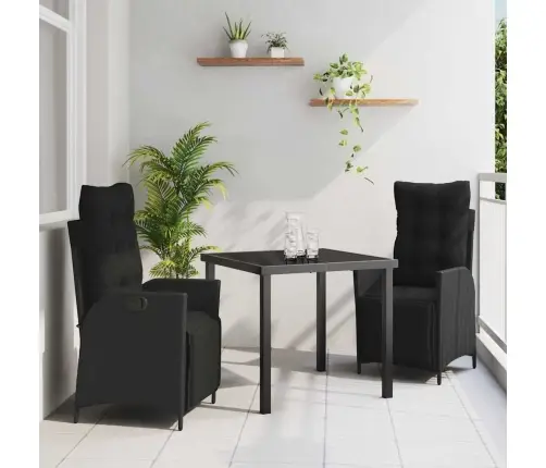 3 Daļu Dārza Ēdamgalds Komplekts Melns Polyraksts Vidaxl