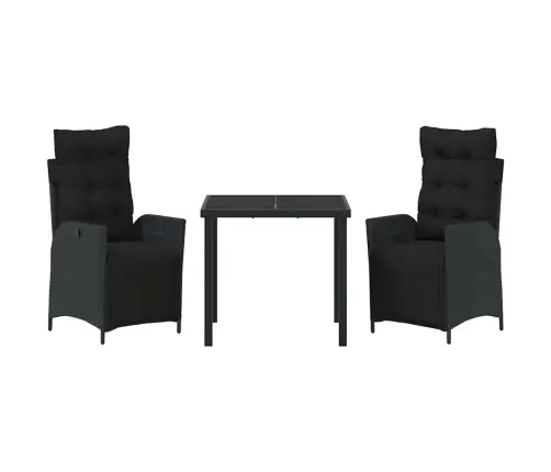 3 Daļu Dārza Ēdamgalds Komplekts Melns Polyraksts Vidaxl