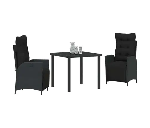 3 Daļu Dārza Ēdamgalds Komplekts Melns Polyraksts Vidaxl