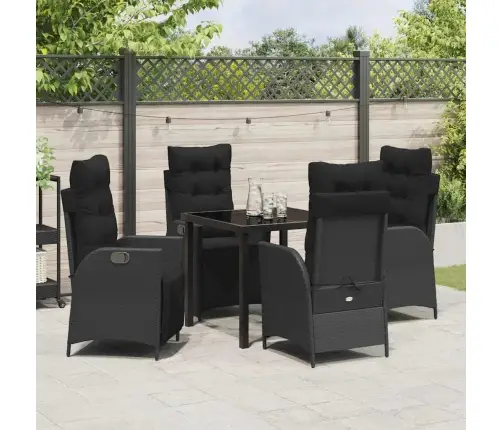 Aia Söögilaudade Komplekt Padjaga 5 Pcs Must Polürotang