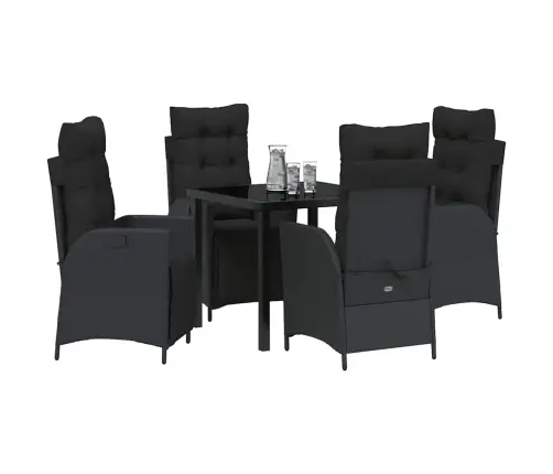 Aia Söögilaudade Komplekt Padjaga 5 Pcs Must Polürotang