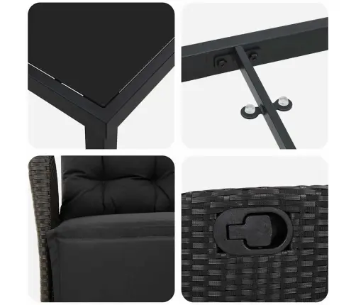 5 Daļu Dārza Ēdamgaldu Komplekts Melna Poliratana Vidaxl