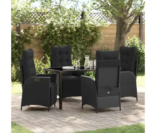 5 Daļu Dārza Ēdamgaldu Komplekts Melna Poliratana Vidaxl