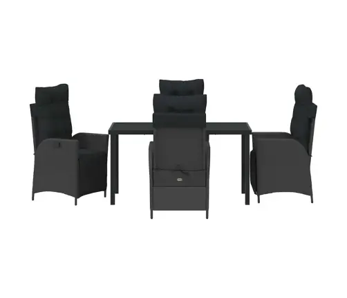 5 Daļu Dārza Ēdamgaldu Komplekts Melna Poliratana Vidaxl