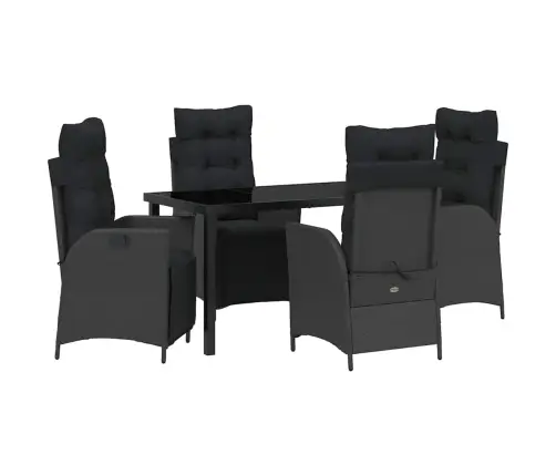 5 Daļu Dārza Ēdamgaldu Komplekts Melna Poliratana Vidaxl