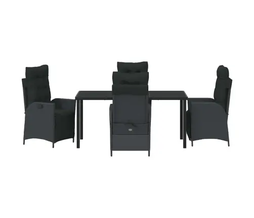 5 Daļu Dārza Ēdamgalds Melnā Polyratanā Vidaxl