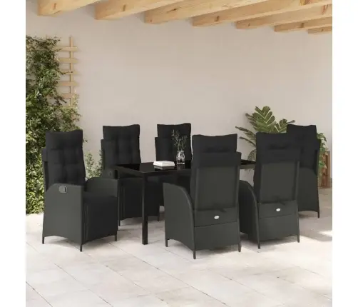 7 Daļu Dārza Galda Komplekts – Melns Poli Rattan Vidaxl