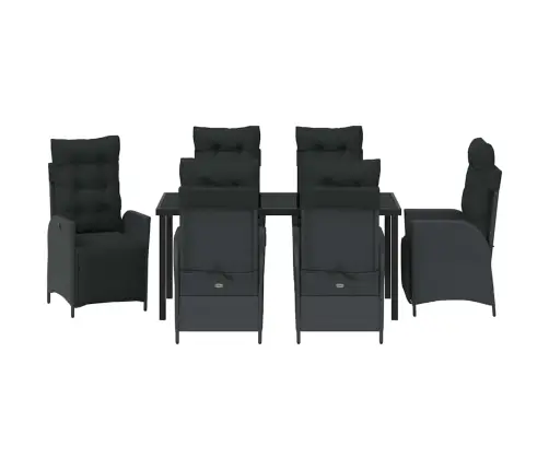 7 Daļu Dārza Galda Komplekts – Melns Poli Rattan Vidaxl