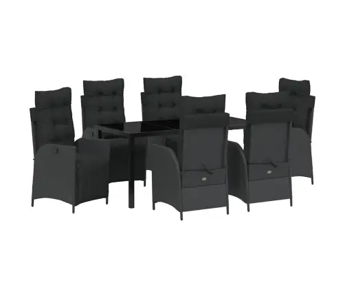 7 Daļu Dārza Galda Komplekts – Melns Poli Rattan Vidaxl