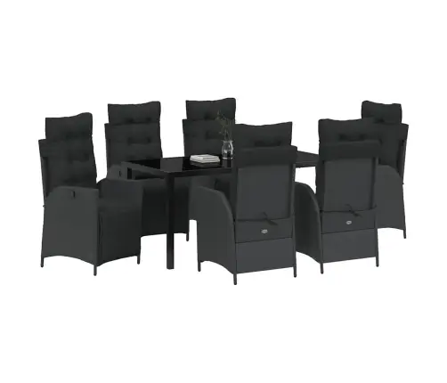 7 Daļu Dārza Galda Komplekts – Melns Poli Rattan Vidaxl