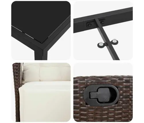 Aia Söögilaudade Komplekt Padjaga 5 Pcs Pruun Polürotang