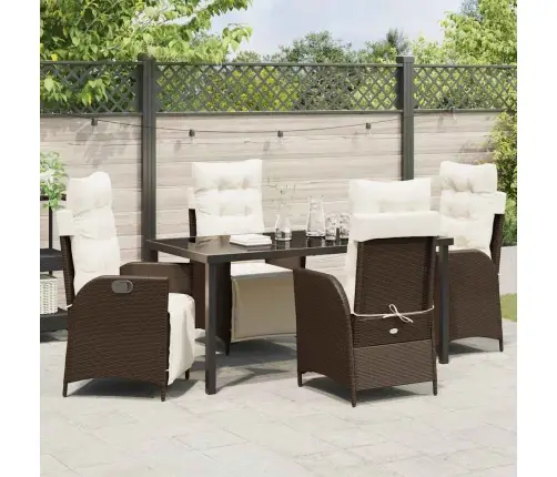 Sodo Valgomojo Komplektas Su Pagalve 5 Pcs Ruda Poliratanas