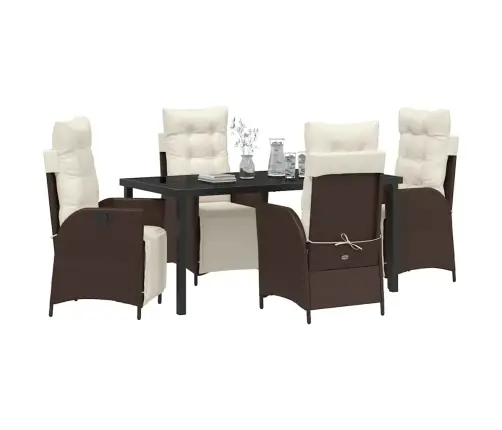 Sodo Valgomojo Komplektas Su Pagalve 5 Pcs Ruda Poliratanas