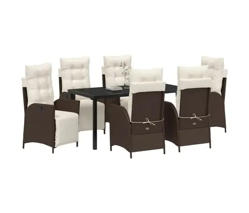 7 Daļu Dārza Galds Brūnā Poliratanā Vidaxl