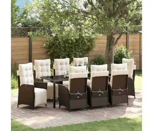 Aia Söögilaudade Komplekt Padjaga 9 Pcs Pruun Polürotang