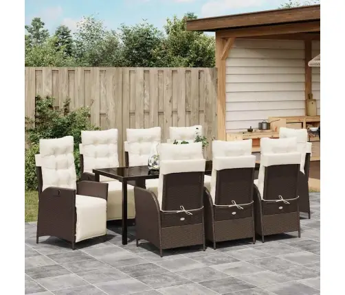 Aia Söögilaudade Komplekt Padjaga 9 Pcs Pruun Polürotang