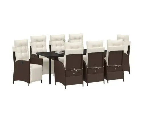 Aia Söögilaudade Komplekt Padjaga 9 Pcs Pruun Polürotang