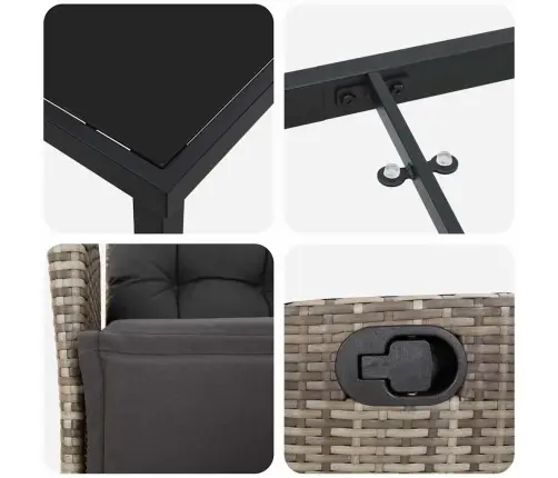 5 Daļīgs Dārza Galda Komplekts Pelēkā Poliratanā Vidaxl