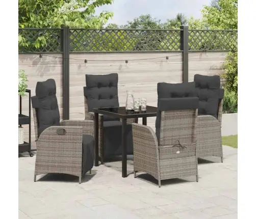 5 Daļīgs Dārza Galda Komplekts Pelēkā Poliratanā Vidaxl