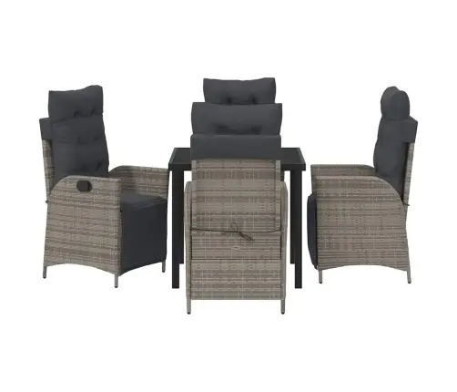 5 Daļīgs Dārza Galda Komplekts Pelēkā Poliratanā Vidaxl