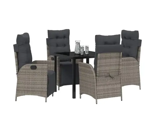 5 Daļīgs Dārza Galda Komplekts Pelēkā Poliratanā Vidaxl