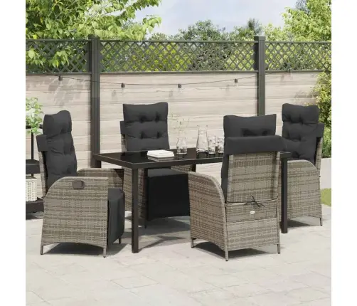 Sodo Valgomojo Komplektas Su Pagalve 5 Pcs Pilka Poliratanas