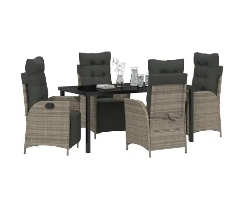 Sodo Valgomojo Komplektas Su Pagalve 5 Pcs Pilka Poliratanas