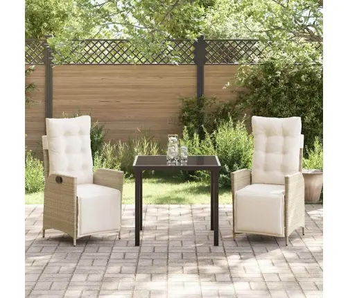 3 Daļu Dārza Ēdamgaldu Komplekts Bēšs Polirattans Vidaxl