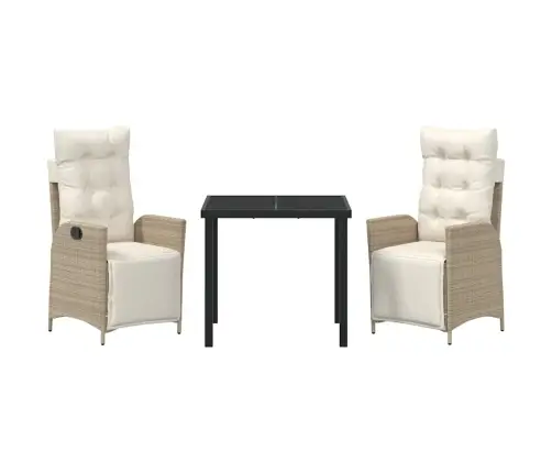 3 Daļu Dārza Ēdamgaldu Komplekts Bēšs Polirattans Vidaxl