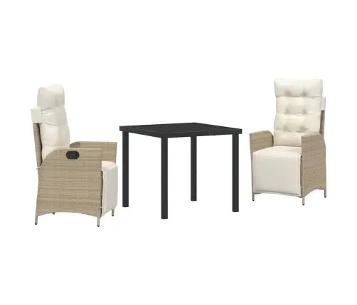 3 Daļu Dārza Ēdamgaldu Komplekts Bēšs Polirattans Vidaxl