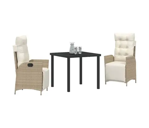 3 Daļu Dārza Ēdamgaldu Komplekts Bēšs Polirattans Vidaxl