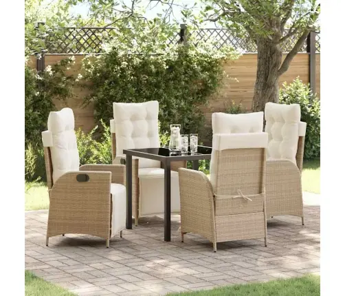 Sodo Valgomojo Komplektas Su Pagalve 5 Pcs Smėlio Poliratanas