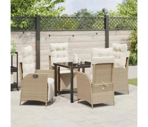 Sodo Valgomojo Komplektas Su Pagalve 5 Pcs Smėlio Poliratanas