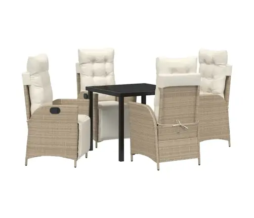 Sodo Valgomojo Komplektas Su Pagalve 5 Pcs Smėlio Poliratanas