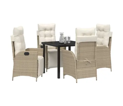 Sodo Valgomojo Komplektas Su Pagalve 5 Pcs Smėlio Poliratanas