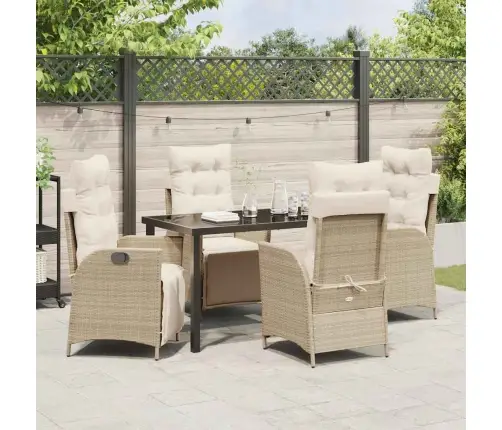 5 Daļu Dārza Ēdamgalda Komplekts - Bēšs Poliratans Vidaxl