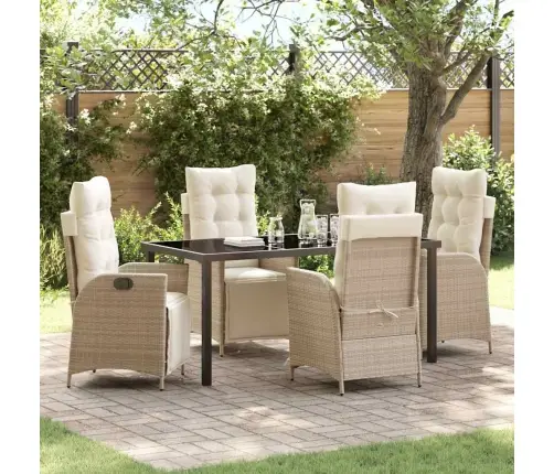 5 Daļu Dārza Galda Komplekts Bēšā Poliratanā Vidaxl