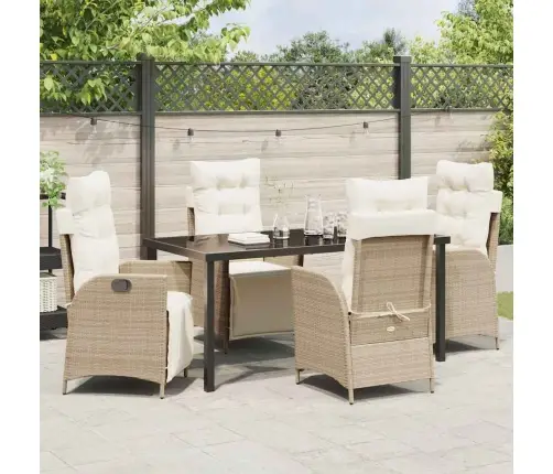 5 Daļu Dārza Galda Komplekts Bēšā Poliratanā Vidaxl